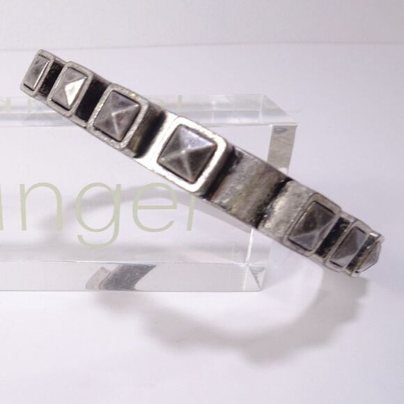 Lee Angel Piper Oxidized Silver Pyramid Square Bangle Bracelet NWT 200 - Picture 5 of 16